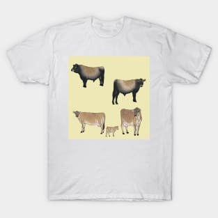 Jersey Cows Pattern Yellow T-Shirt